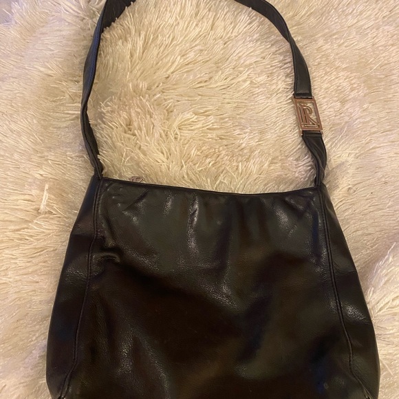 Rugby Ralph Lauren Handbags - Rugby Ralph Lauren Black Leather Shoulder Bag with Curved Strap